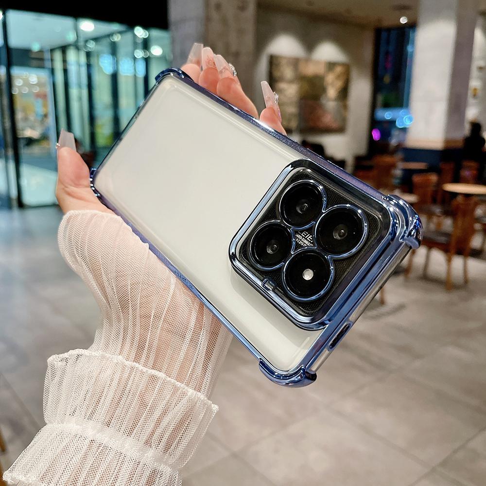 Electroplated Four Corners Anti Drop Transparent Protective Phone Cases for iPhone Samsung Huawei Honor Xiaomi Redmi OPPO Realme Vivo Infinix Tecno