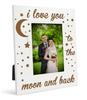 Darling Souvenir MADE WITH LOVE Gravierter Tisch-Fotorahmen Holz Liebe Dich bis zum Mond und zurück Zitate Weißer Bilderrahmen