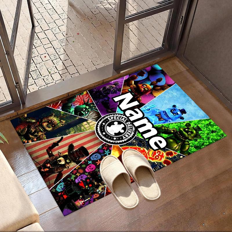 Custom Name Personalized Five Nights At Freddy's Print Carpet, Versatile Home Decor Rug, for Playroom, Apartment, Balcony, Entryway, Hallway Gift