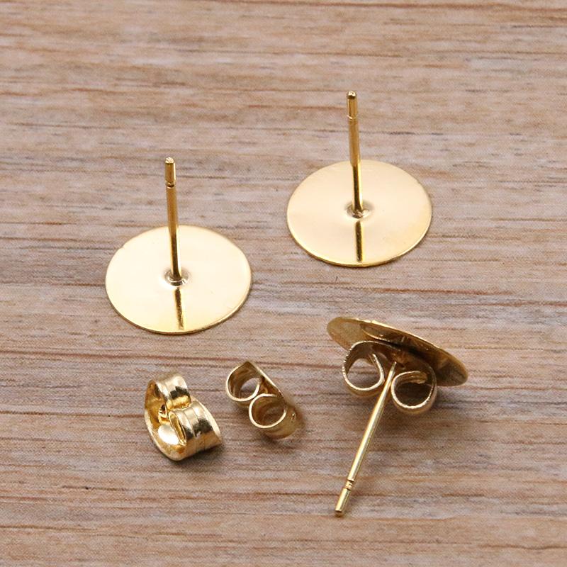 50-100 Stück 2 Farben Edelstahl Ohrstecker Leere Stiftbasis Pins Mit Verschluss Ohrrücken Für DIY Schmuckherstellung