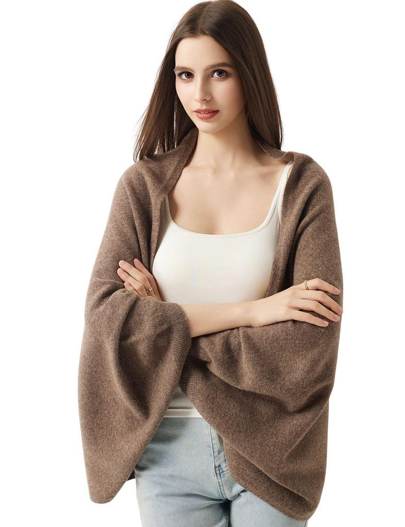 Women's Cozy Wool Shawl - Solid Color Knit for Autumn & Winter
