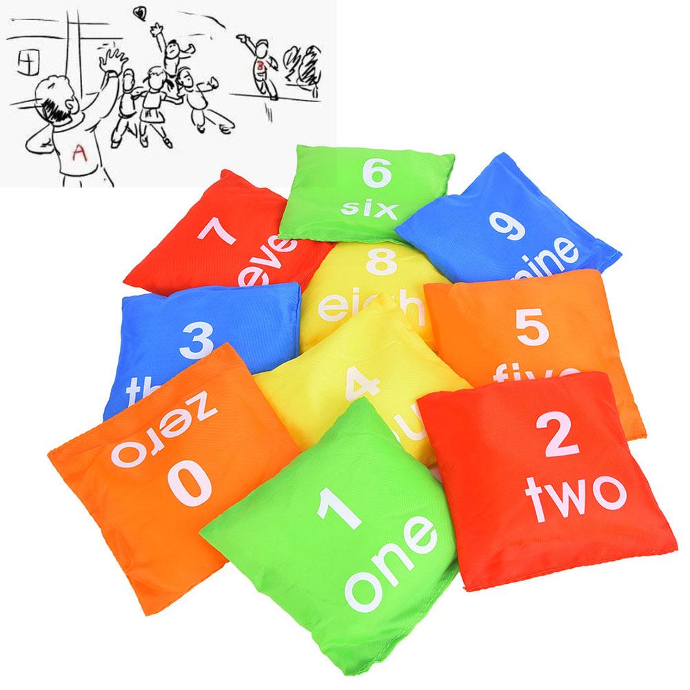 10 Pcs Kids Children Early Education Numbers Toy Bag Colors Sandbag Throwing Sports Game Prop