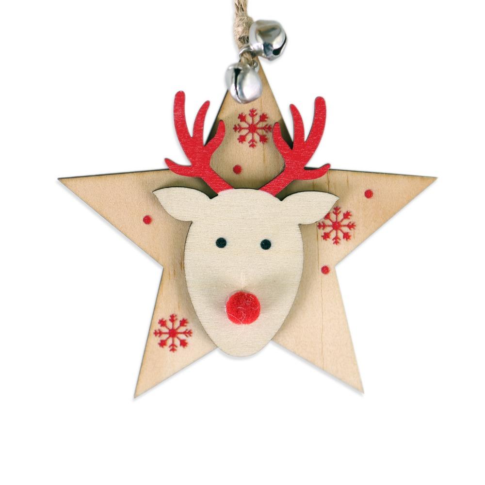 

Cartoon Santa Claus Pendant Wooden Christmas Tree Decoration Christmas Wooden Ornament Holiday Style E