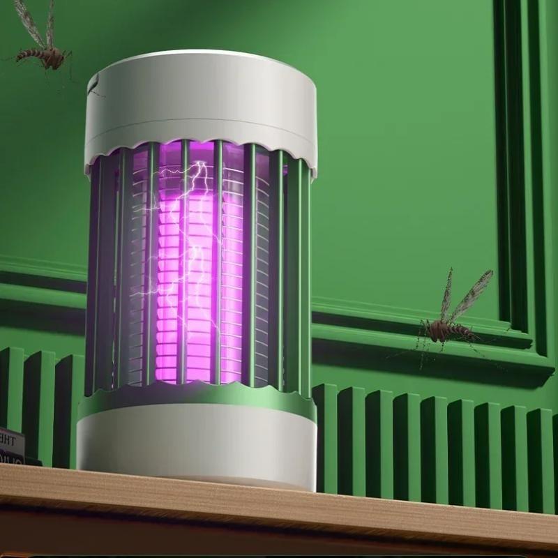 Lampă portabilă electrică anti-țânțari, reîncărcabilă USB, lumină UV, ucigaș de insecte de interior/exterior pentru camping sau casă cu lumină de noapte