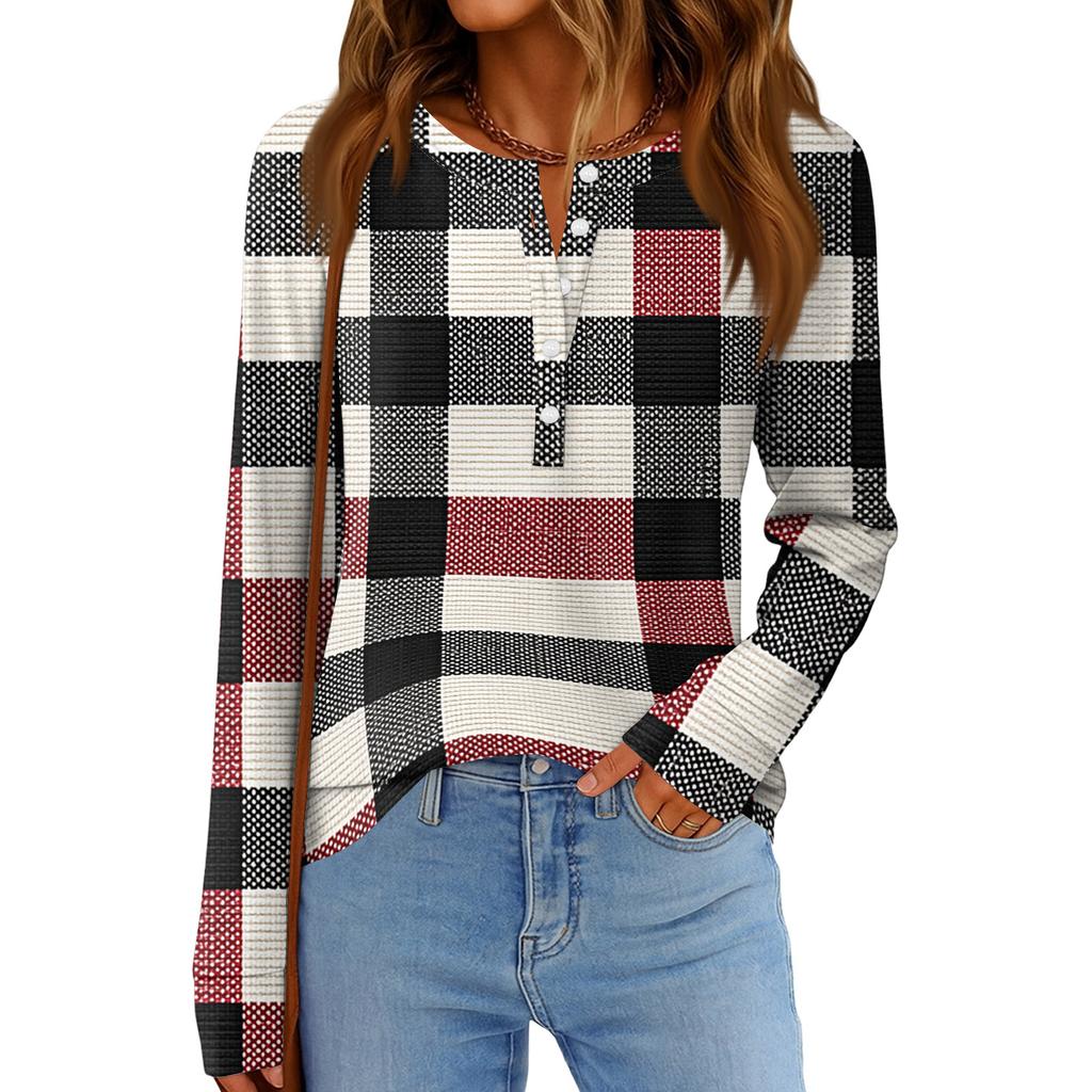 Damenmode Locker Langarm Rundhals Casual Oberteil