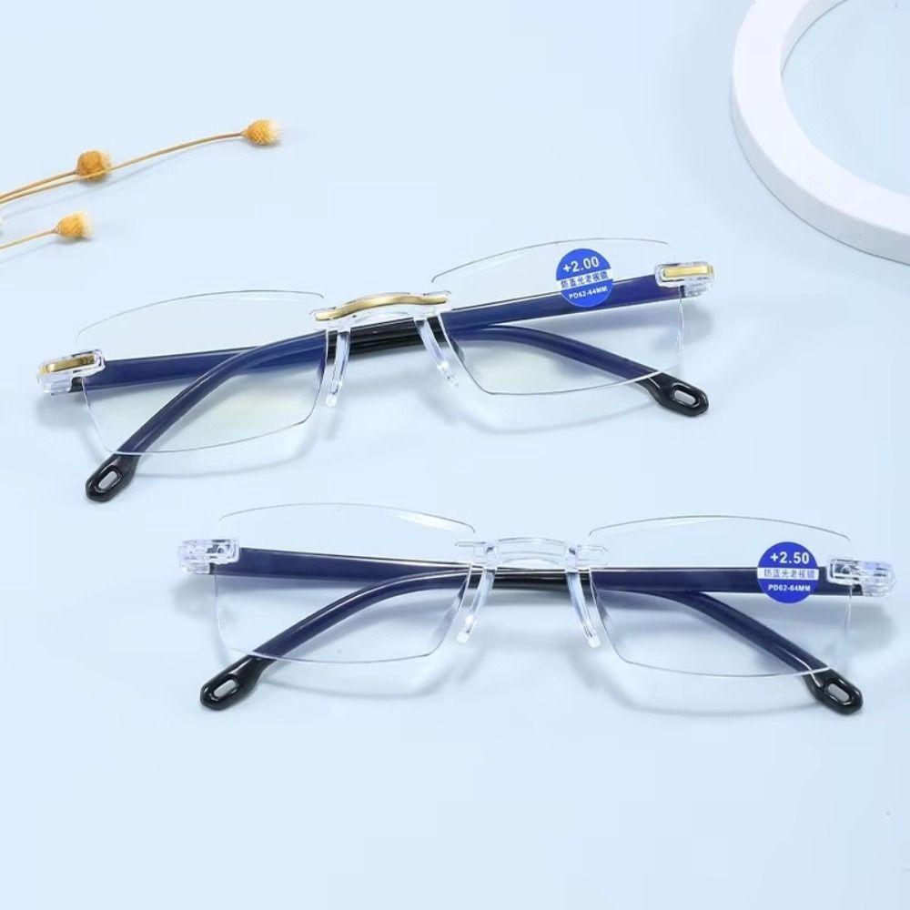 Frameless Presbyopia Eyeglasses Ultralight Anti-blue Light Glasses Men's Reading Glasses  Elder