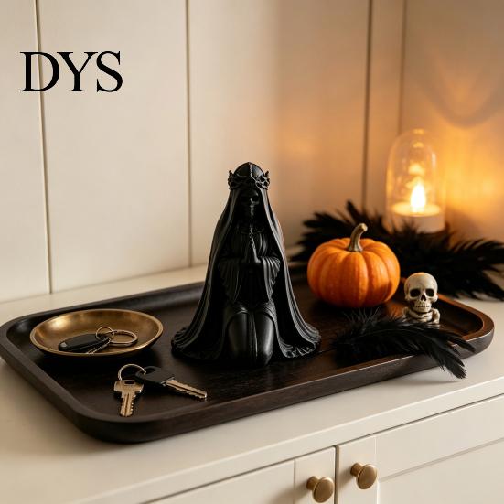 Dunkle Ästhetik Desktop-Dekoration 3D-gedruckte kniende Skelettbraut-Figur, Gotische Totenkopf-Statue Detaillierte 3D-Kunst mit Schleier & Krone, Halloween-Tischdekoration