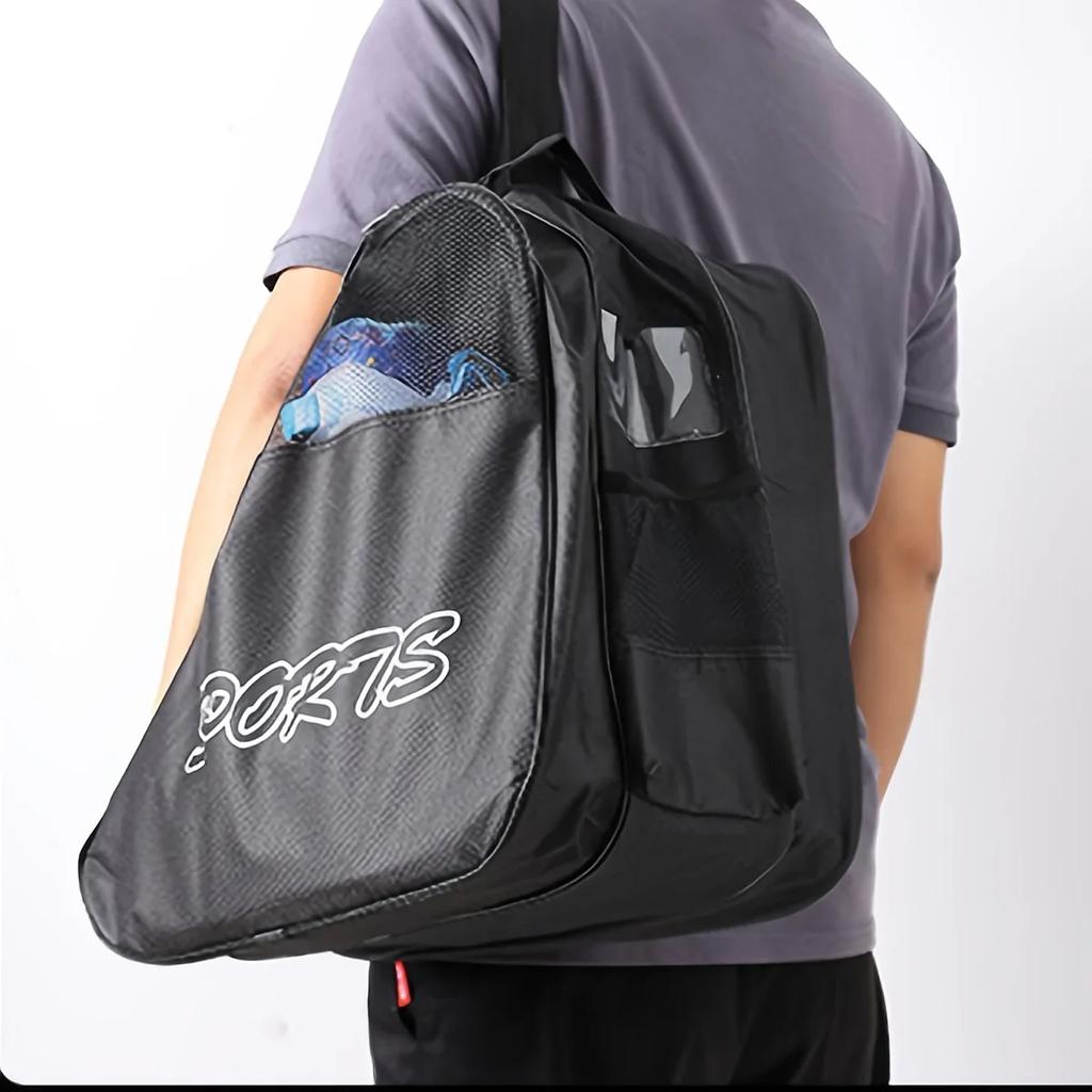 1pc 3-layer Skating Bag, With Adjustable Shoulder Strap, Large Capacity Thick Breathable Storage Bag, For Roller Skates