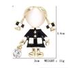 Small Cute Little Girl In Black Dress Nurse Brooches Rhinestone Crystal Brooch Pin Drop Oil Corsage Clothing Coat Jewelry