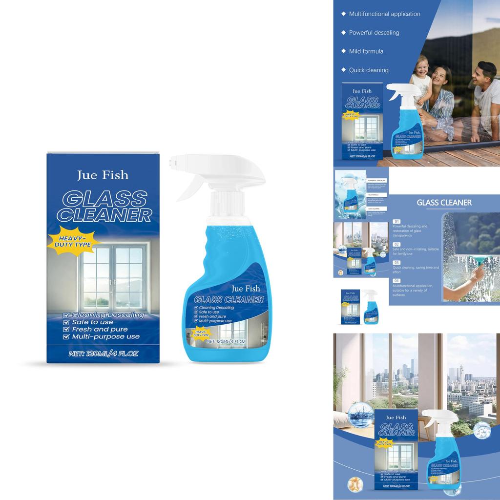 Jue-fish Multi-purpose Glass Cleaner Spray For Household Streak-free Shine 120ml