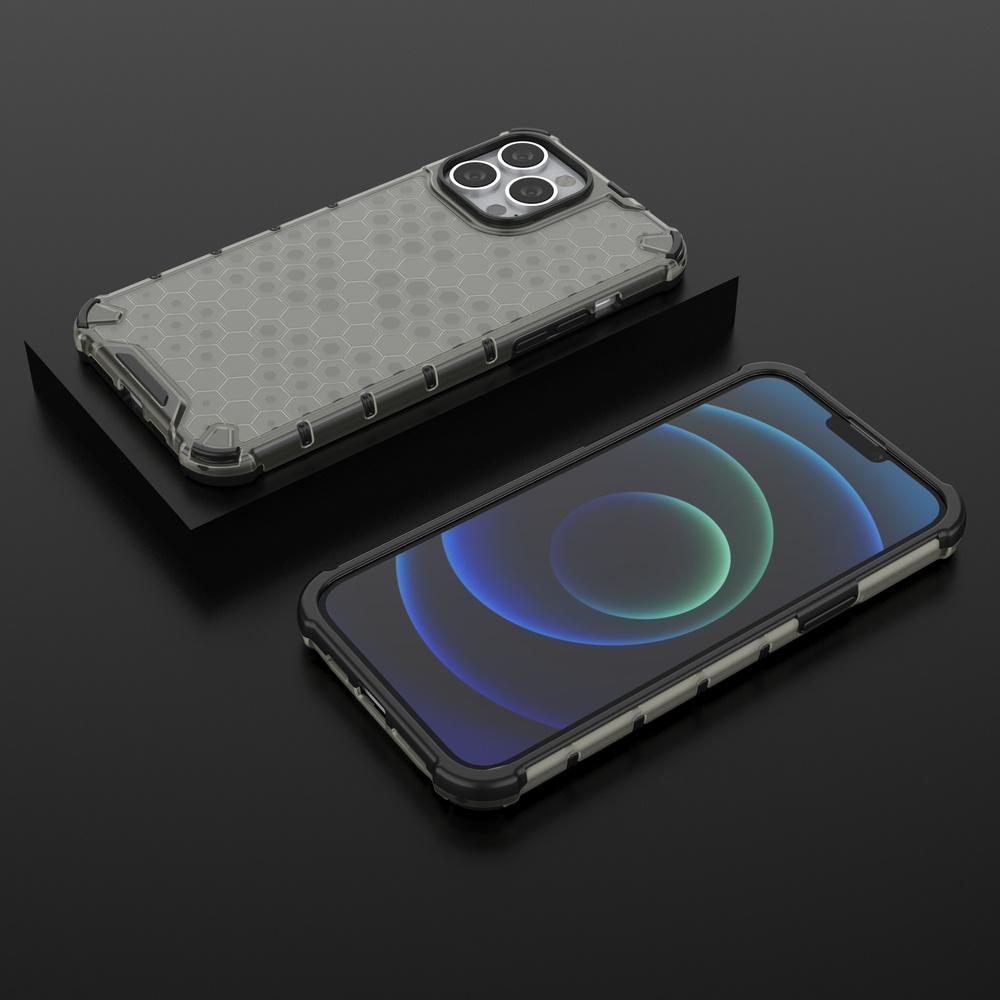 Rugged Honeycomb Case with Gel Frame for iPhone 13 Pro Max - Black