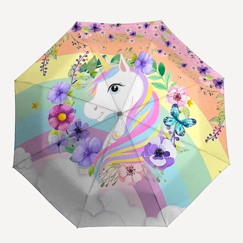 

1pc Unicorn Rainbow Flowers Folding Umbrella | Elegant Design, Fashionable Accessory, Durable Construction, Sturdy Ribs yy251107084