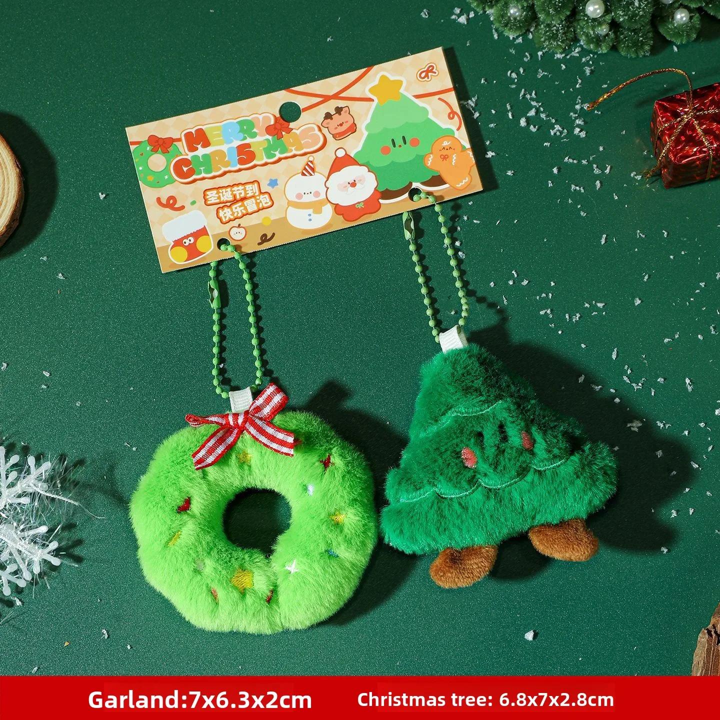 Cute Santa Claus Plush Keychain Xmas Tree Ornament Christmas Party Decoration Cartoon Doll Toy Gift