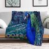 Blue Peacock Throw Blanket Soft Sherpa Fleece Warm Blanket for Winter