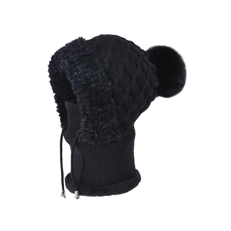 Winter outdoor thermal hat children's face mask scarf integrated pullover hat fleece cold protection ear protection knitted wool hat tide