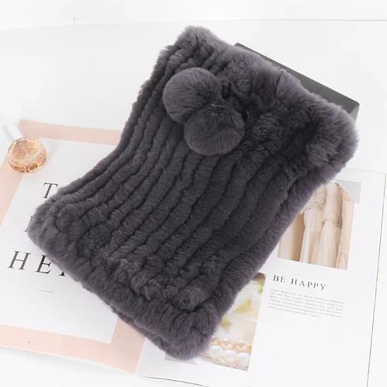 New lady real rex rabbit fur hat Natural warm rex rabbit fur hat scarf Women hand knitted soft real rabbit fur caps scarves