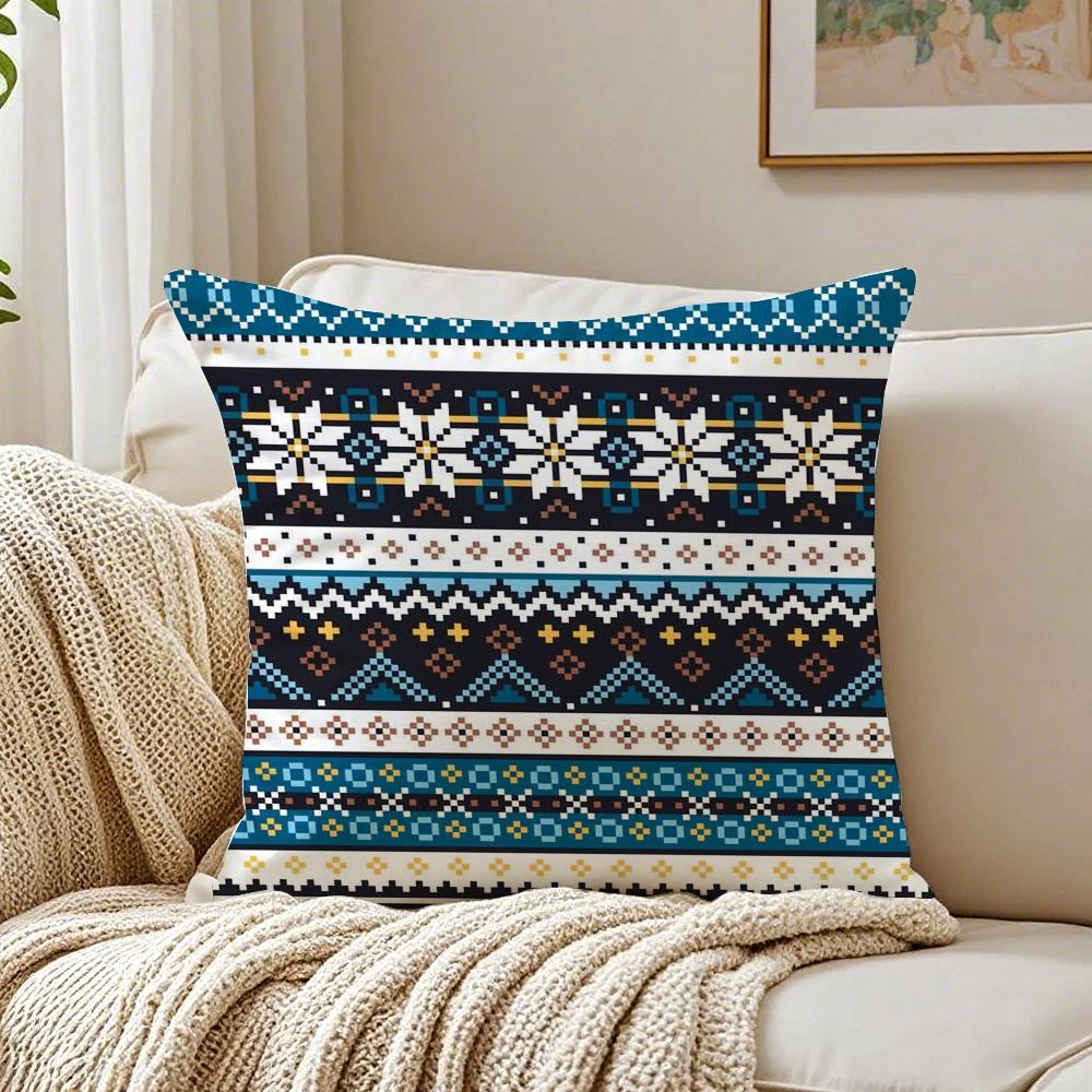 Klassische Strick-Britisches Muster FFair Isle Kissenbezug Kissenhülle Staubmilbenfrei Wohnzimmer Sofa Dekor Kissen Raum