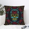 Black Grey Skull Face Día De Los Muertos Pillow Case Soft Pillow Cover For Sofa Home Decoration Retro Trendy Pillowcases