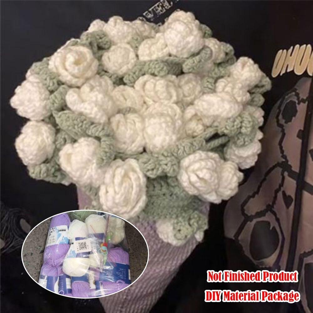 Creative DIY Rose Bouquet Blankets 110cm Handmade Crocheted Flower Bouquet Blanket Crochet Kit Lily of The Valley Blankets Gift