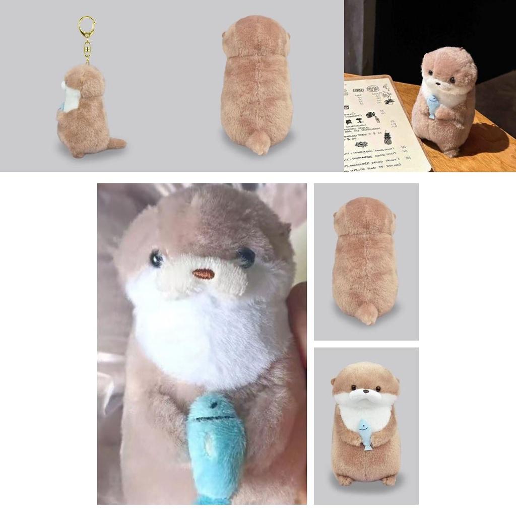 Cute Amuse Otter Plush Toy With Fish Adorable Gift For Girls Hanging Decoration