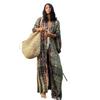 Cotton printed holiday wide sunscreen shirt, beach jacket, bikini blouse, swimsuit and long cardigan.