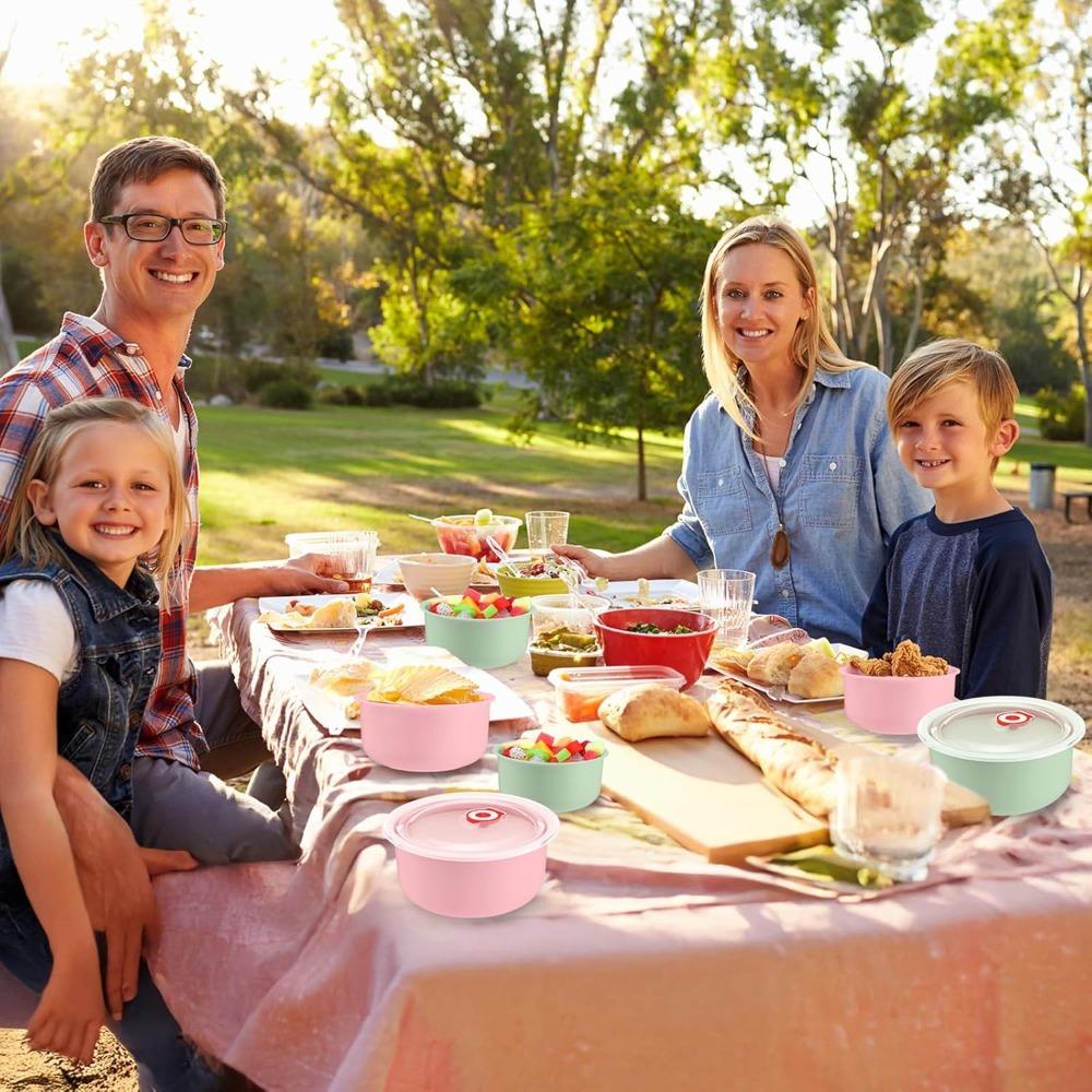 Lidded Plastic Lunch Box Fruit & Snack Storage Container Stackable Food Container Support Microwave Home Food Preservation Box