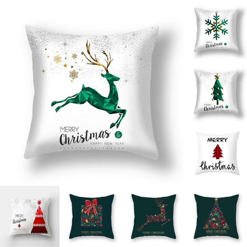 Merry Christmas Cushion Cover Xmas Home Sofa Throw Pillow Case Printing Garnish