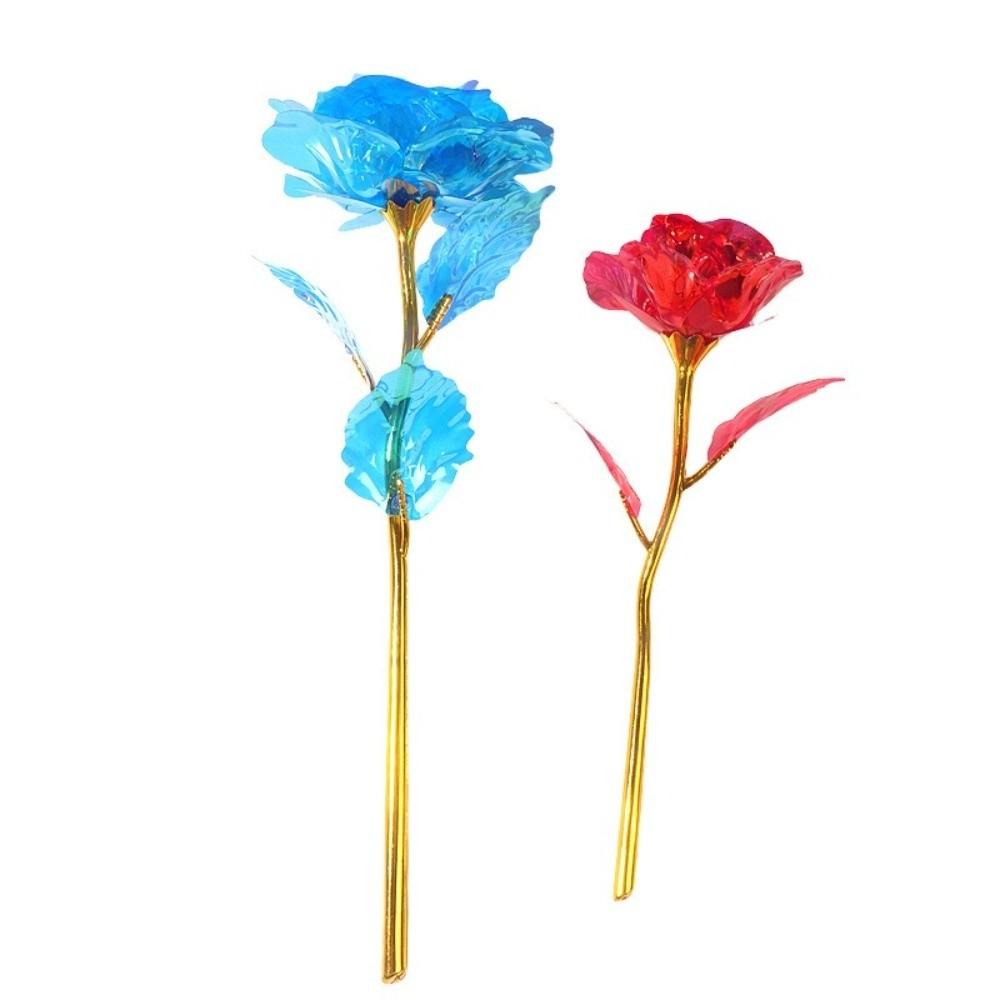 Colorful Gold Foil Rose Flower Handcrafted Artificial Crystal Flower Party Decoration