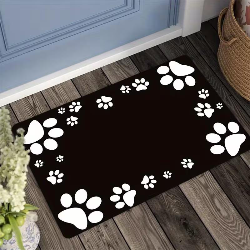Cute Cartoon Black Cat Print Doormat Funny Cat Welcome Carpet Soft Non-Slip Entryway Carpet for Kitchen Bathroom Living Room