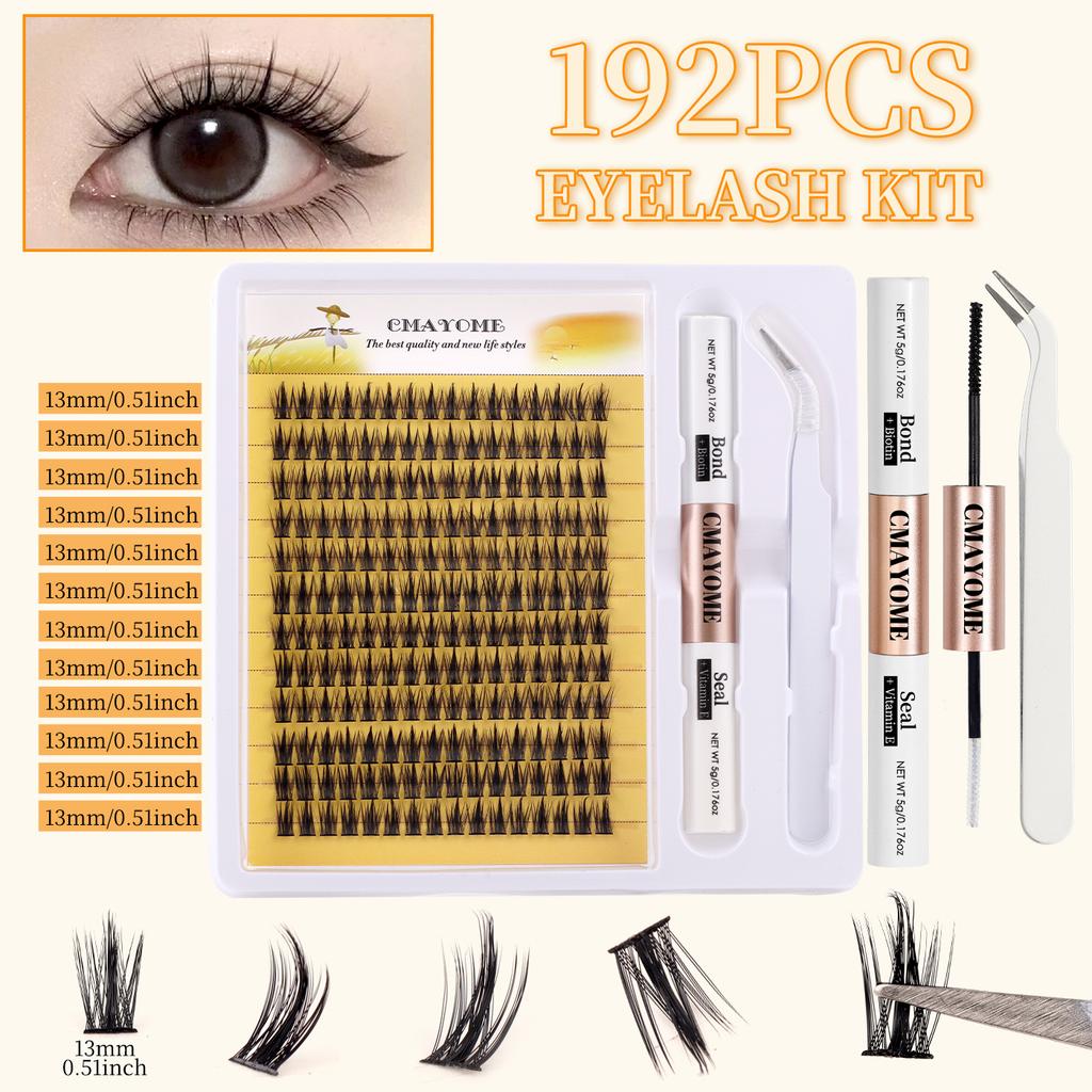 Profesjonalny Zestaw Segmentowych Rzęs DIY - Skręt C, 8-13mm, 3 Style (Naturalny, Miękki). Zawiera pincetę, Lash Seal&Bond przyjazny dla początkujących