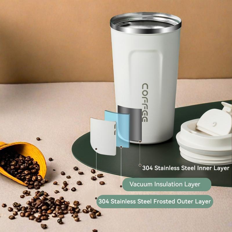 Large Capacity Double-layer ulated Coffee Cup Portable Sealed 304 Stainless Steel Thermos Cup Tumbler With Lid Drinkware