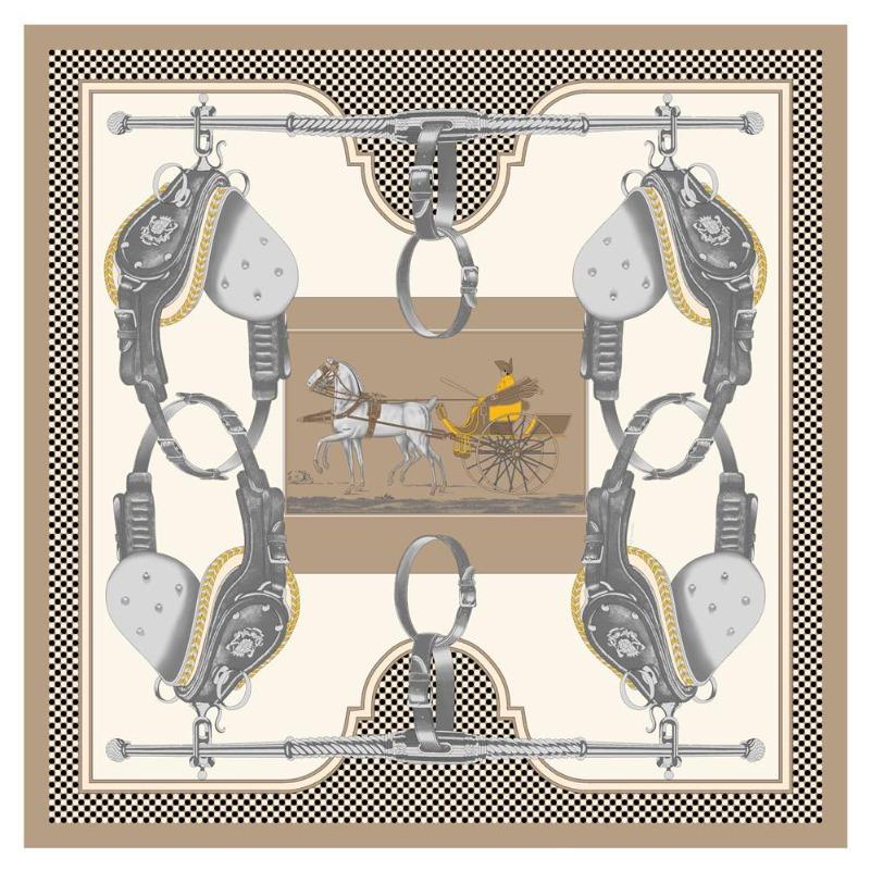 POBING Twill Silk Square Scarf Animals Print Women Scarves&Wrap Giraffe Neckerchief Spanish Foulards cachecol Large Bandana