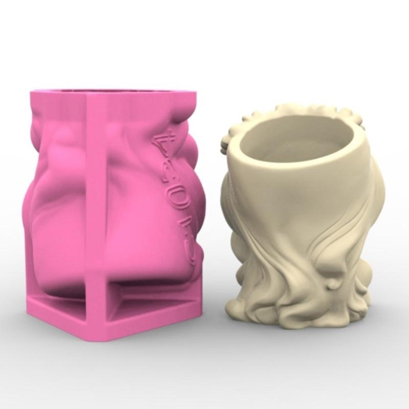 Artistic Silicone Mold For Custom Planters Adorable Girl Shape Stylish Reusable Template Crafting And Gardening Accessory