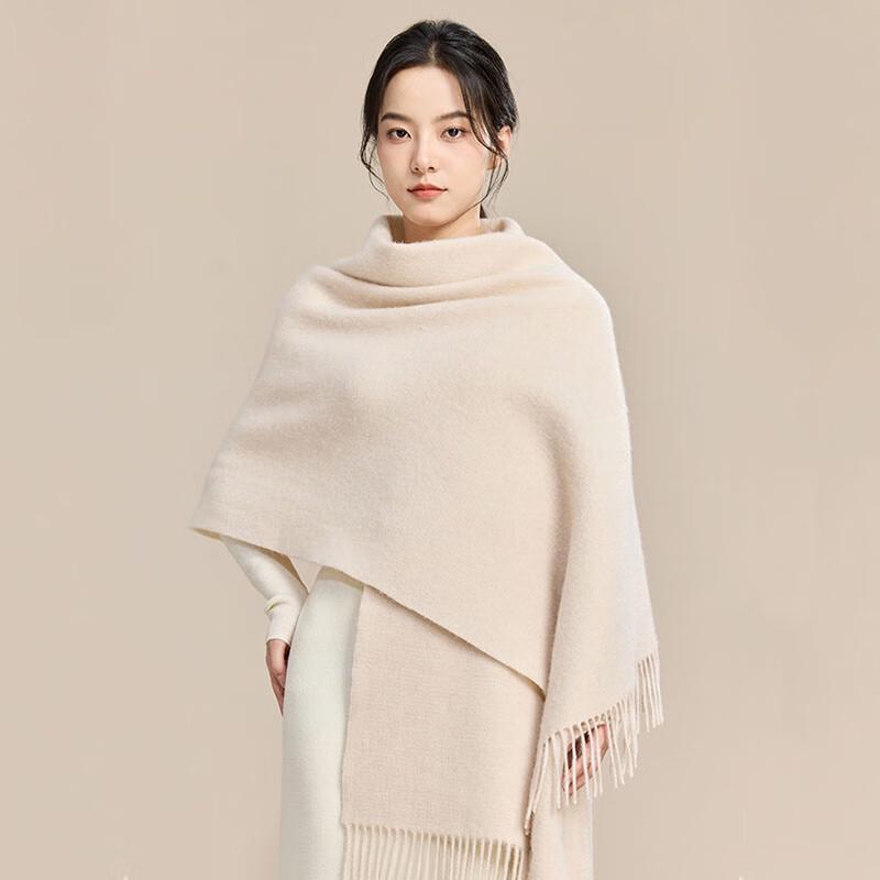 JIUMU Women's 99% Wool Reversible Cape Scarf Shawl
