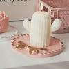 Elegant Bowknot Decor Candle Holder Tray Beautiful Bright-colored Resin Candle Base Tray Household Supplies
