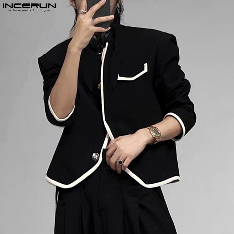 

INCERUN весенне-осенние мужские цветные пальто без воротника