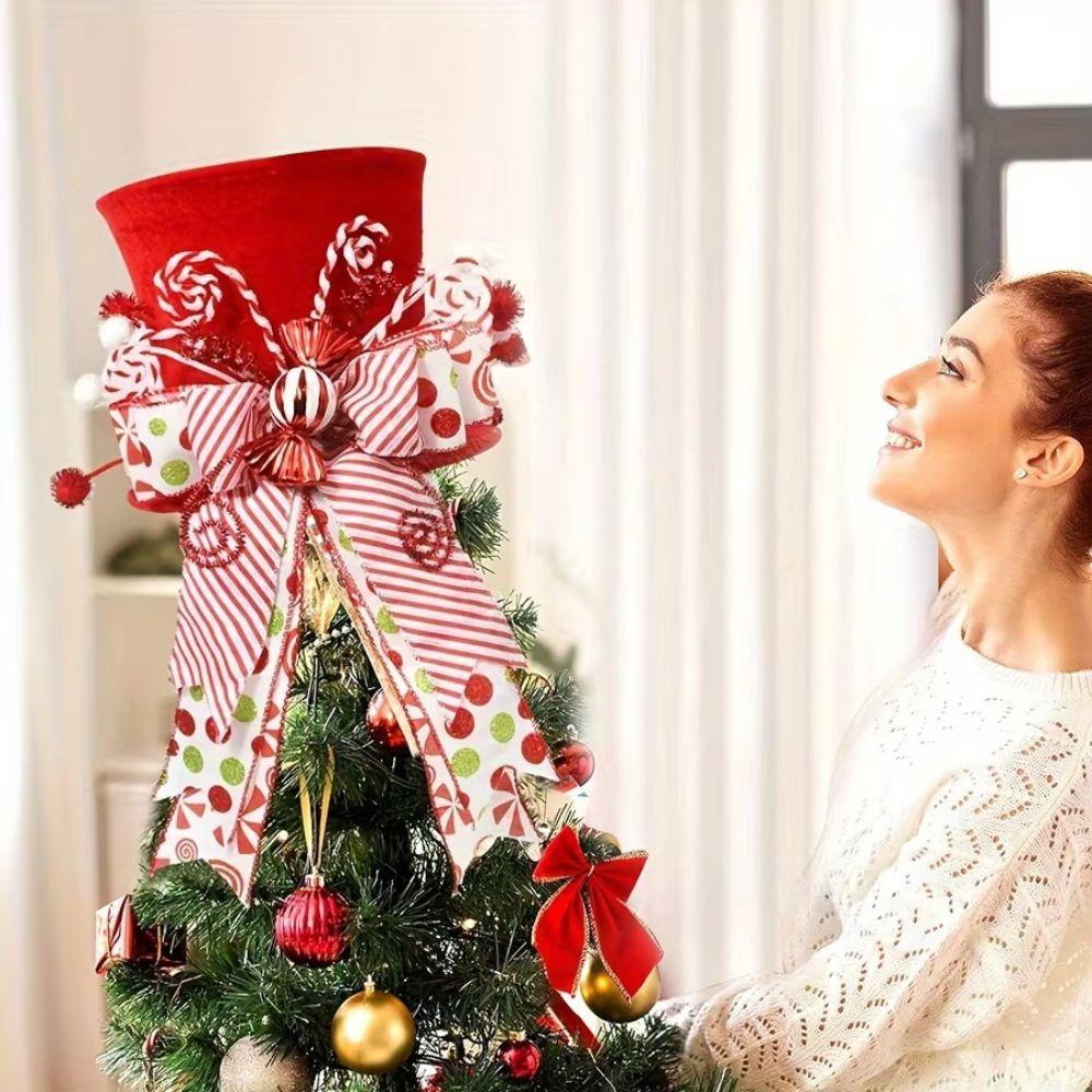 Cane Sugar Decoration Christmas Tree Hat Red Hat Christmas Top Hat Decorative Hat Christmas Tree