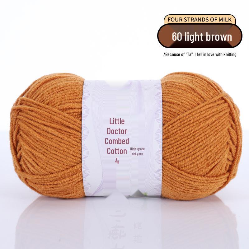 40g 4-Ply Combed Milk Cotton Yarn - Little Doctor, Medium-Thick for DIY Knitting Projects: Dolls, Cushions, Blankets