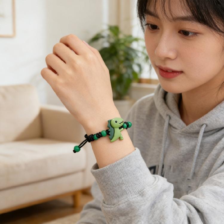 Vibranting Resin Dinosaur Beaded Bracelet For Boys Girls Features Attached Greeting Card