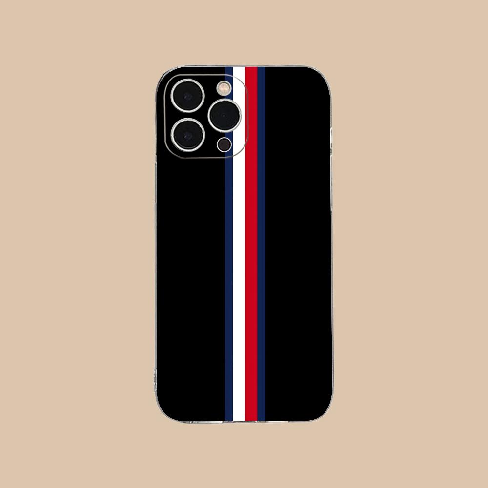 Red Blue Stripe Mobile Phone Case for iPhone 17 16 15 14 13 12 11 X XR XS Air Pro Max Plus Mini Clear Colorful Cover Cellphones