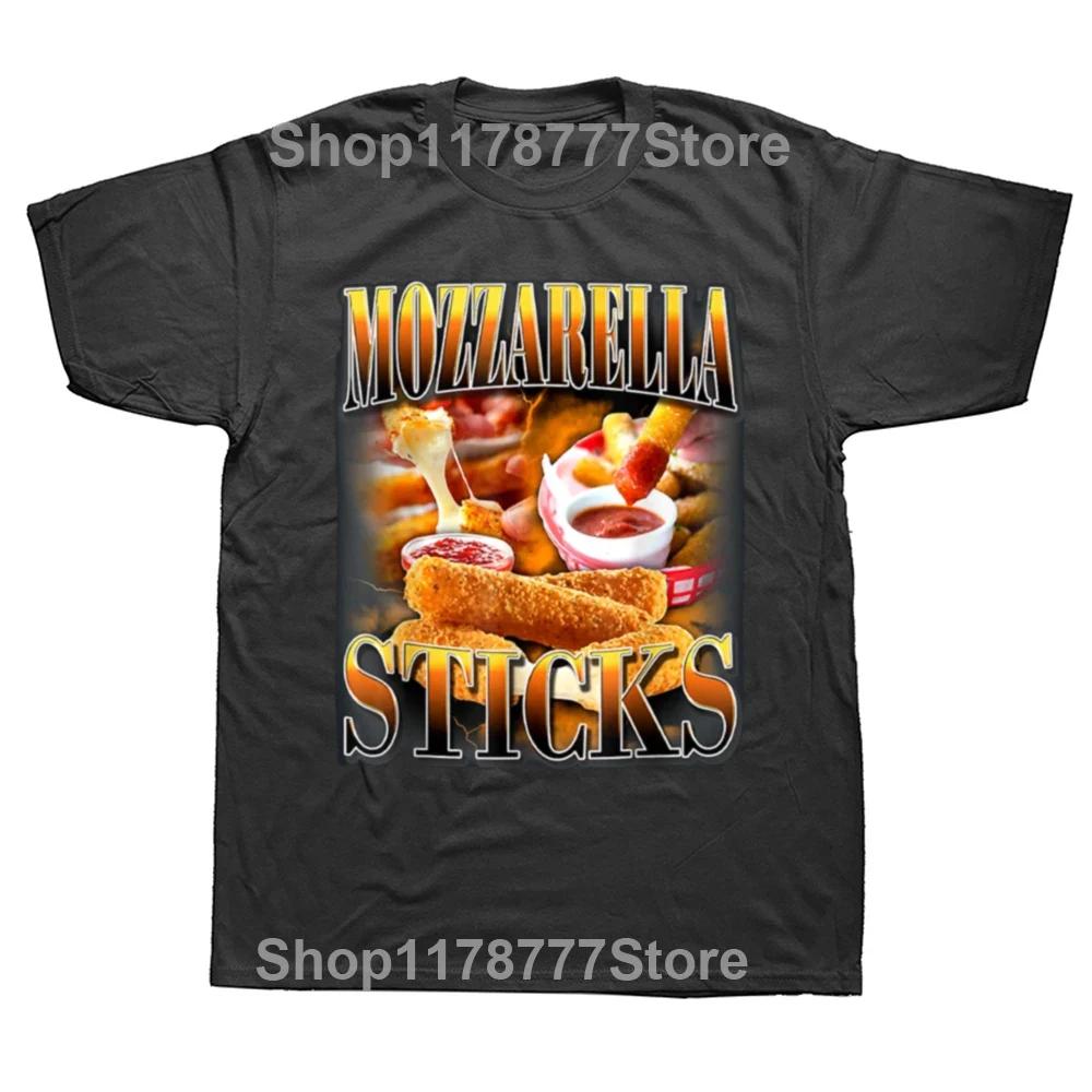 Mozzarella tyčinky Vtipná meme trička Letní styl Grafické Bavlněné Streetwear Krátký rukáv Dárky k narozeninám Tričko Pánské oblečení