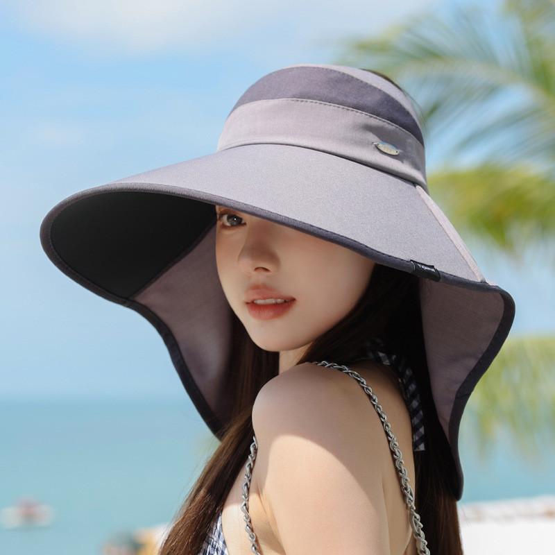 Polyester Wide Brim Sun Hat For Women With Neck Guard Summer Uv Protection Outdoor Casual