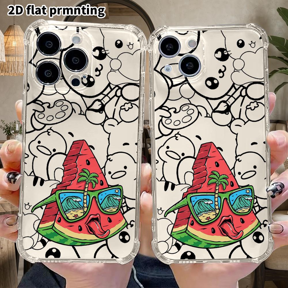 Phone case: 2D flat, suitable for iPhone 18 17 16 15 14 13 Pro protective case, watermelon slice, perfect Christmas and Halloween holiday gift