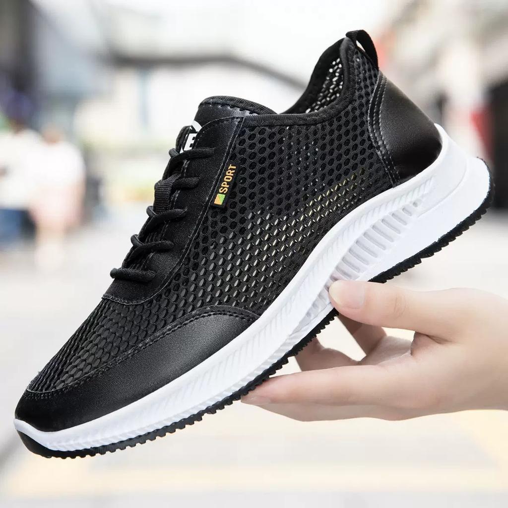 Summer men's shoes breathable thin mesh shoes soft sole student running shoes mesh surface casual comfortable hollow men's sports shoes