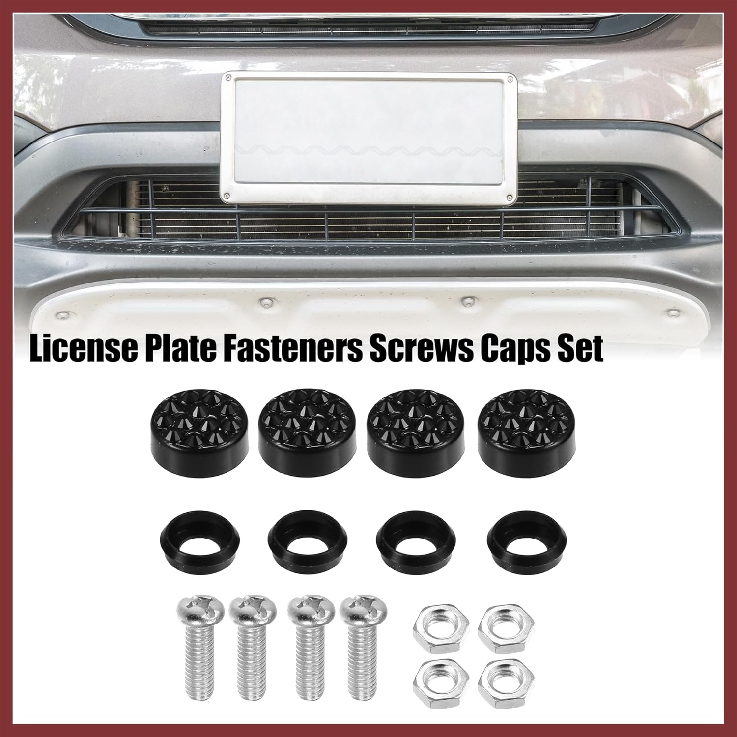 1 Set Bling Car License Plate Fasteners Screws Caps Covers Black Universal Rhinestone License Plate Bolt Cap Plastic Washer Replace Parts
