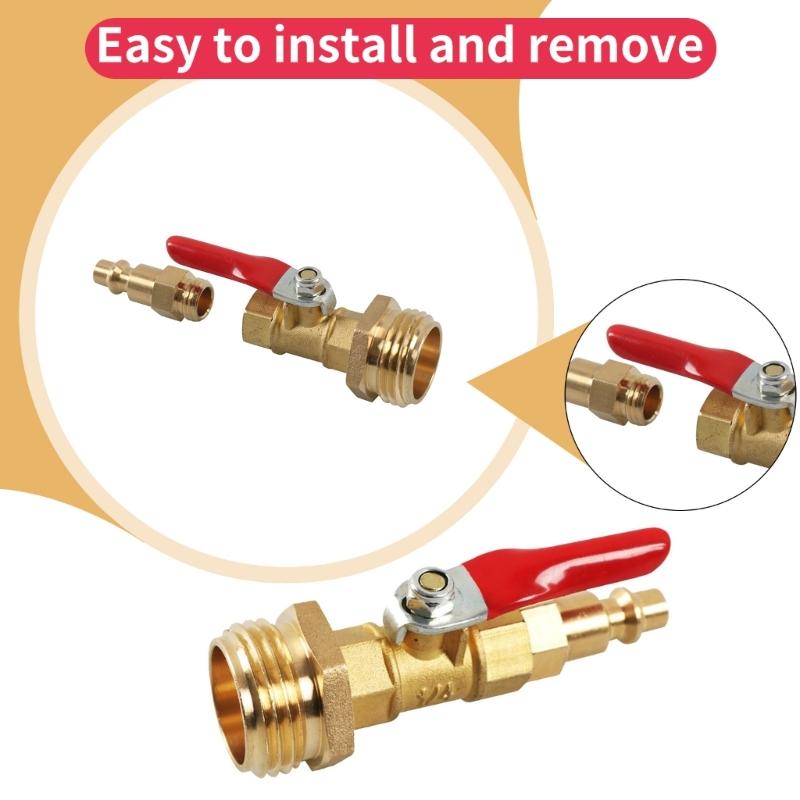 Winterizing Blowout Adapter with Shut Offs Valves, Sprinkler Blowout Adapter with Quick Connect Plug to 3/4 Garden Hose