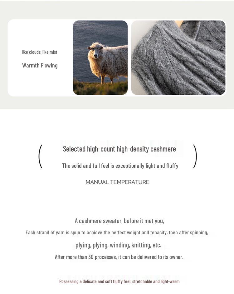 Women's Cashmere V-Neck Sweater - Autumn/Winter Knit, Loose-Fit, Slimming Korean Style Fashion