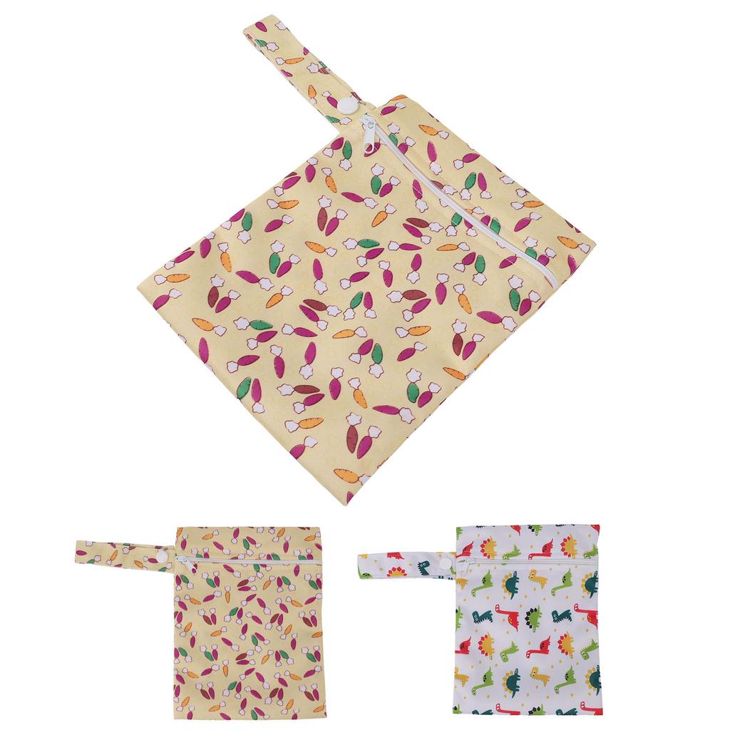 3pcs Wet Bag Water Resistant Reusable Portable Hanging Diaper Wet Bag for Home Travel