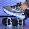 29-40 Pantofi de alergare cu patru roți pentru băieți Pantofi plați detașabili Pantofi sport luminoși USB reîncărcabili Patine cu rotile pentru fete Pantofi pentru băieți