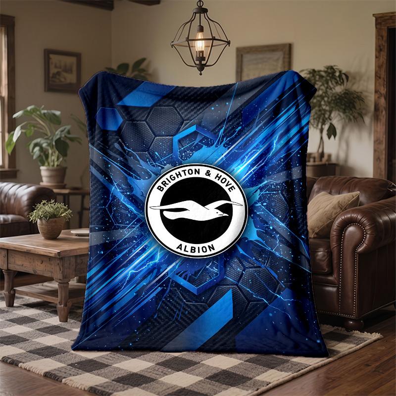 Brighton & Hove Albion Football Print Flannel Blanket Soft Warm Sofa Bed Throw Blanket For Home Office Bedroom